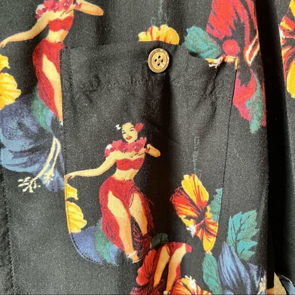 Knightsbridge Hibiscus Hula Girl Hawaiian Shirt - Picture 3 of 7